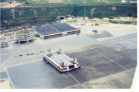 Old postcards from Boulogne Hoverport, France - Hoverspeed SRN4 MkIIIs at Boulogne Hoverport (N Levy).